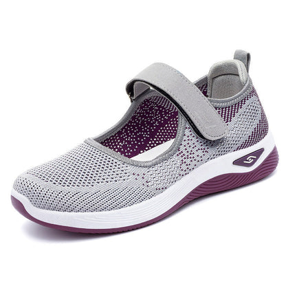 Damen Sportschuhe Bequem Atmungsaktiv Sneaker mit Klettverschluss