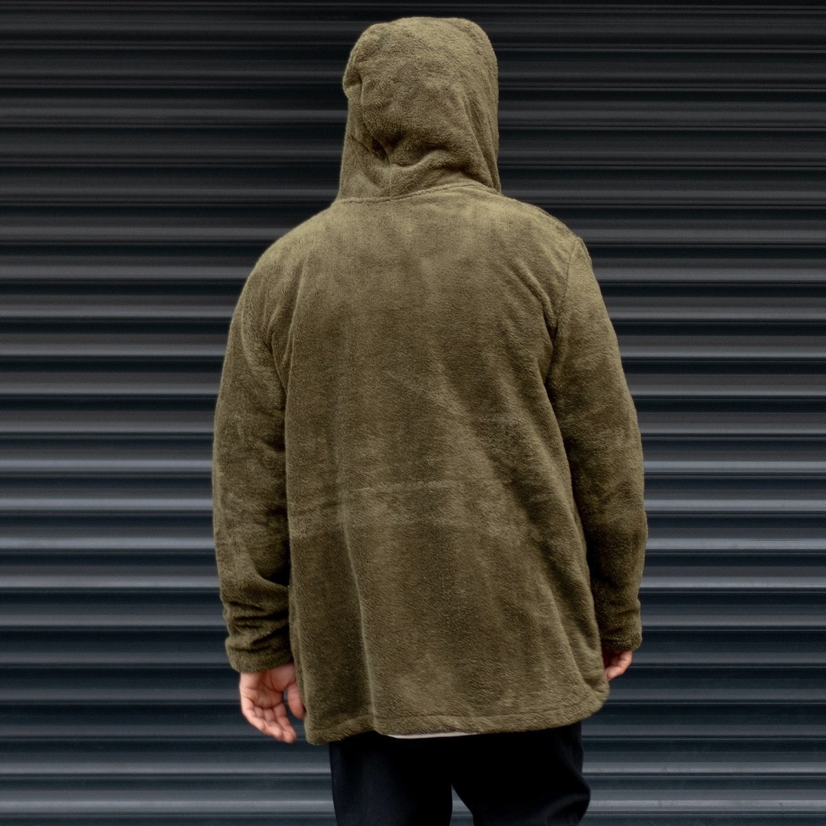 Herren Fleece-Mantel Lässig mit Kapuze und Taschen Warm