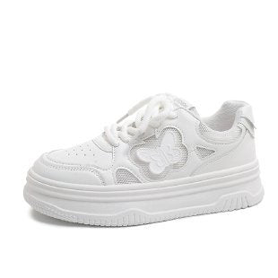Damen Sneaker mit Blumenapplikationen und weicher Sohle