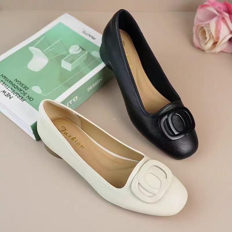 Damen Ballerinas Bequem Schmuckdetail Blockabsatz