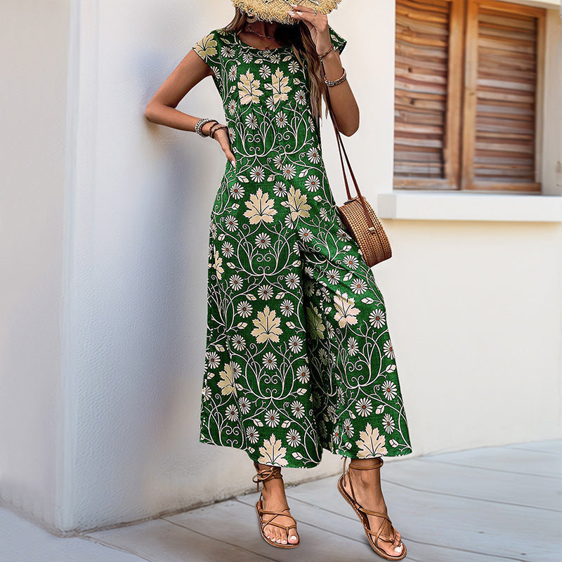 Damen Jumpsuit Floralmuster Mit Taschen
