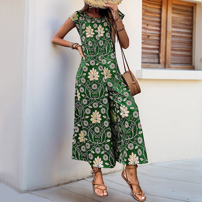 Damen Jumpsuit Floralmuster Mit Taschen