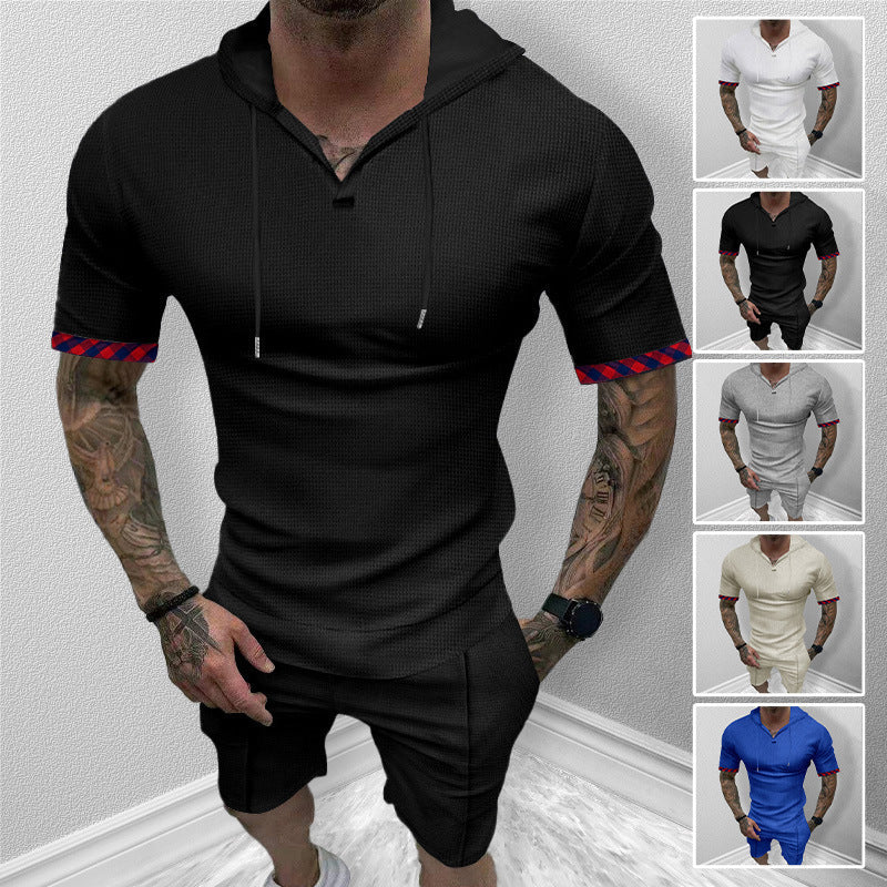 Herren Hoodie Kurzarm Sportlich Modern