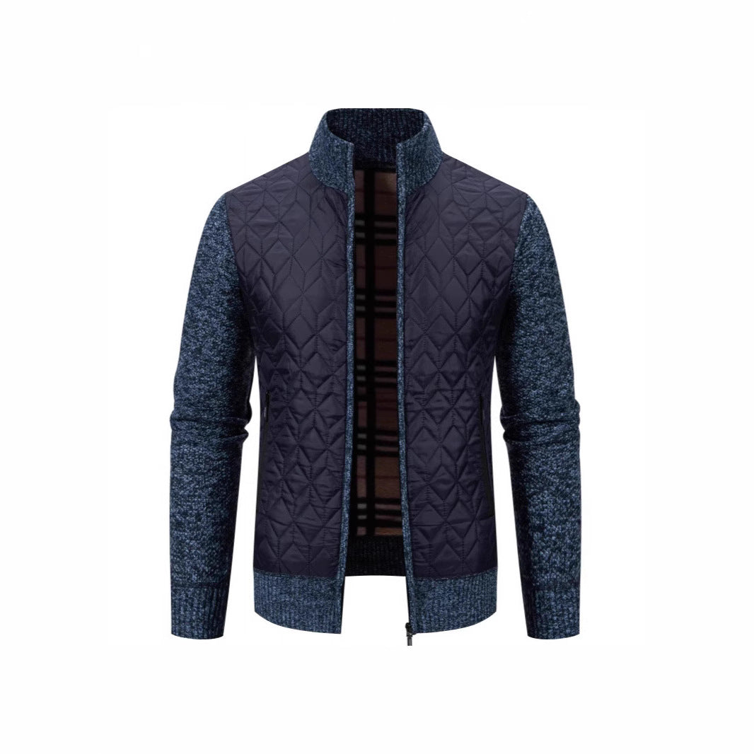 Herren Steppjacke Elegante Strickoptik Hochkragen Modisch - BerlinGlamour