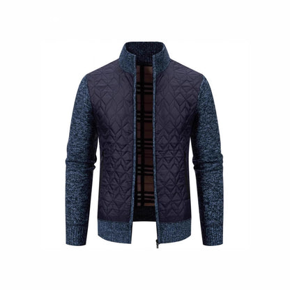 Herren Steppjacke Elegante Strickoptik Hochkragen Modisch - BerlinGlamour