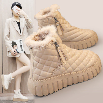 Damen Winterstiefel Kuschelig Warm mit Reißverschluss