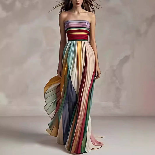 Elegantes Trägerloses Maxikleid Mit Falten - BerlinGlamour