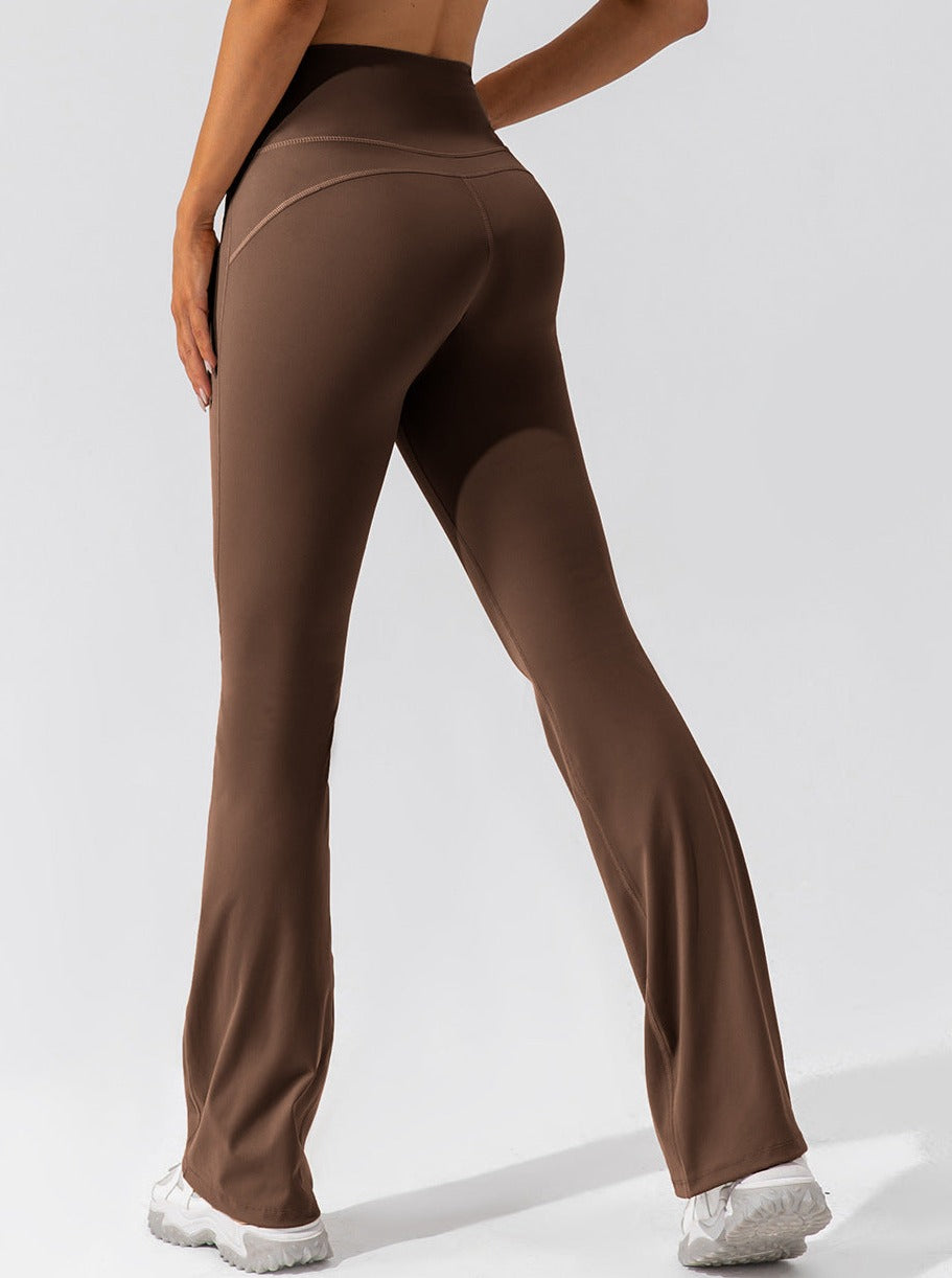 Hohe Taille Flare Leggings mit Crossover Bund Komfort