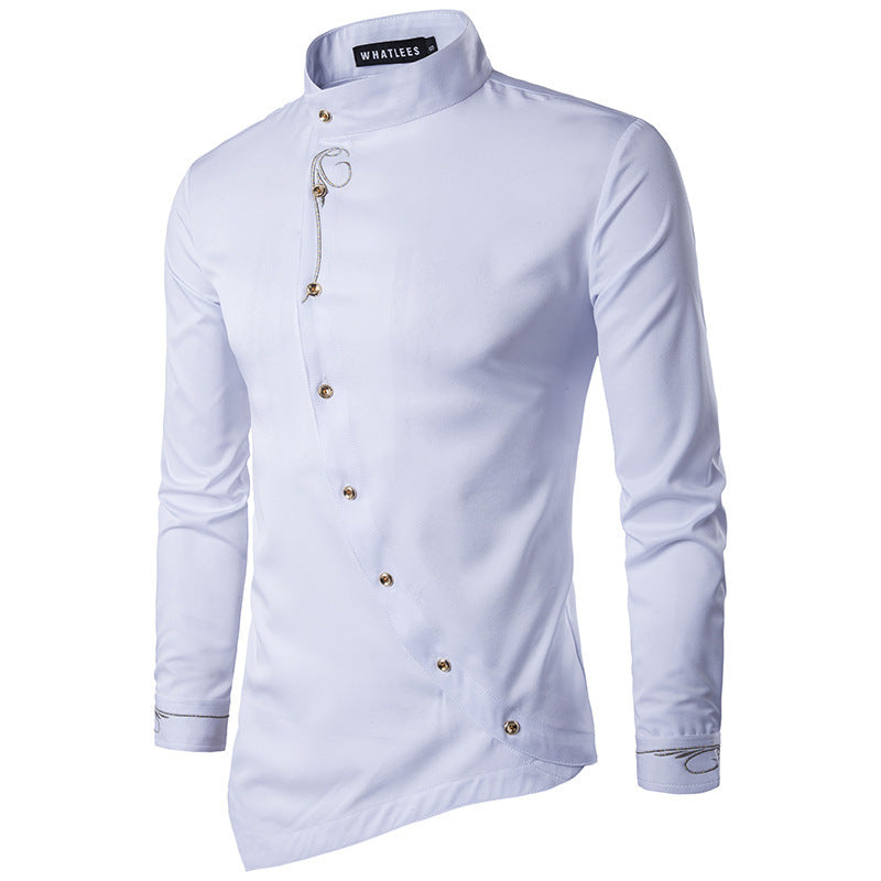 Herren Langarmhemd Asymmetrisch Modern Knöpfe Berlin