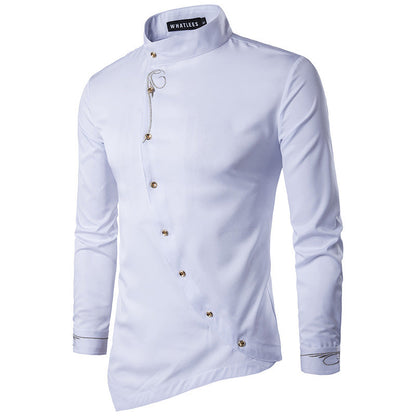 Herren Langarmhemd Asymmetrisch Modern Knöpfe Berlin