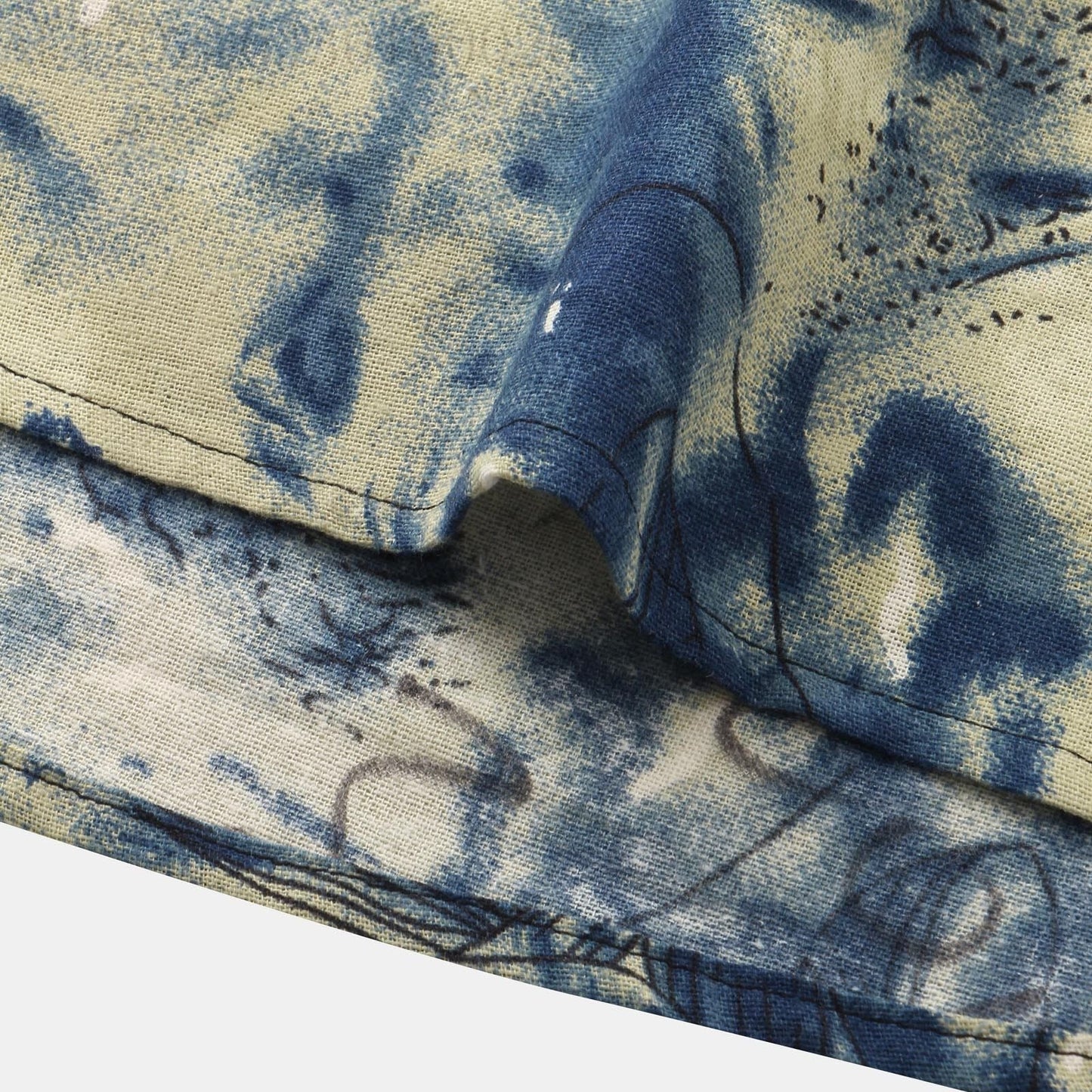 Herren Kurzarmhemd Aquarellmuster Button-Down Kragen Modern