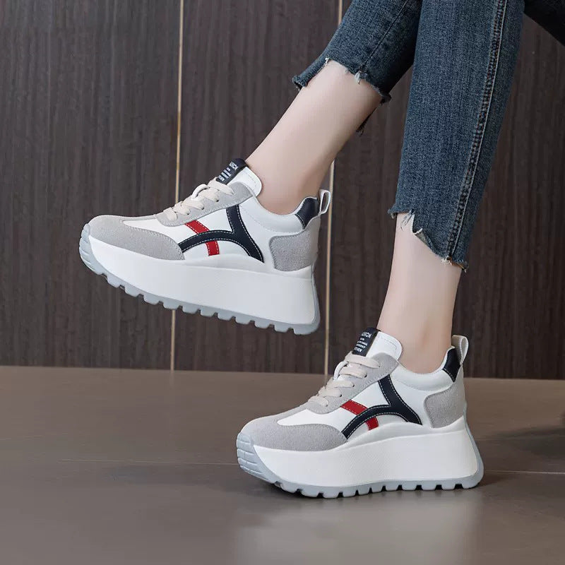 Damen Plateau Sneaker Sportlich Bequem Rutschfest