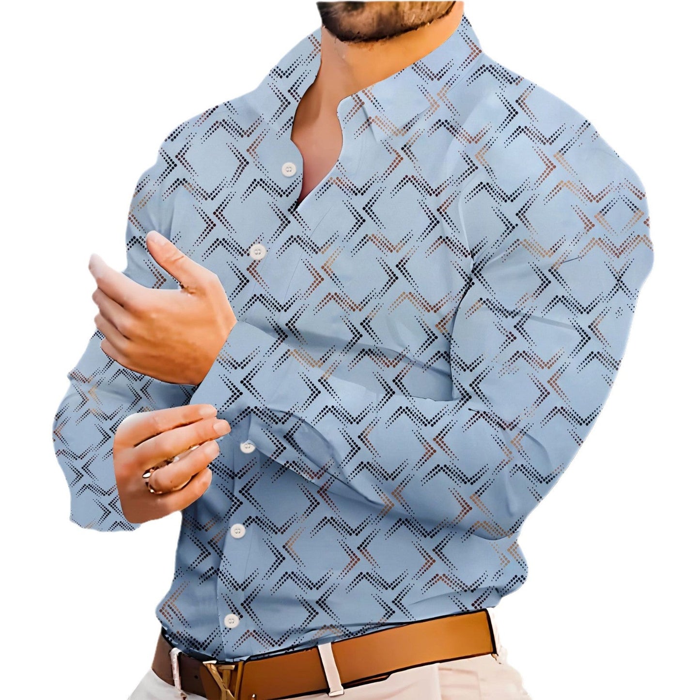 Herren Hemdbluse Elegant Strukturiert Modern