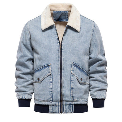 Herren Jeansjacke Fleece gefüttert Praktisch
