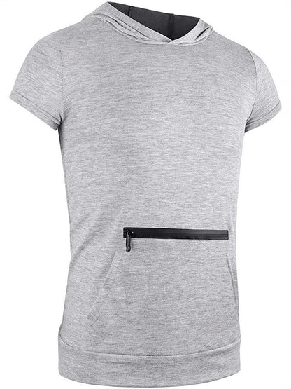 Herren Kapuzenpullover Kurzarm Reißverschluss Sportlich