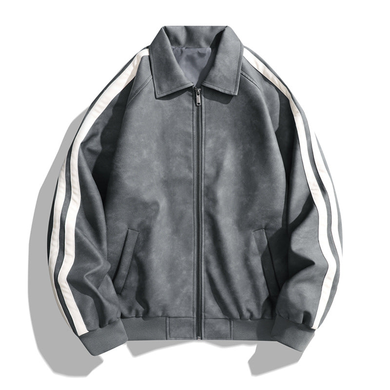 Herren Bomberjacke Lässig Retro Streifenjacke Modern