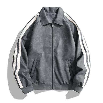 Herren Bomberjacke Lässig Retro Streifenjacke Modern