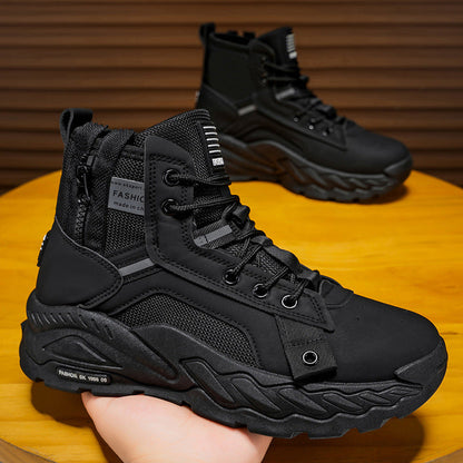Damen Schnürstiefel Hohe Absätze Rutschfest Stylisch Schwarz - BerlinGlamour