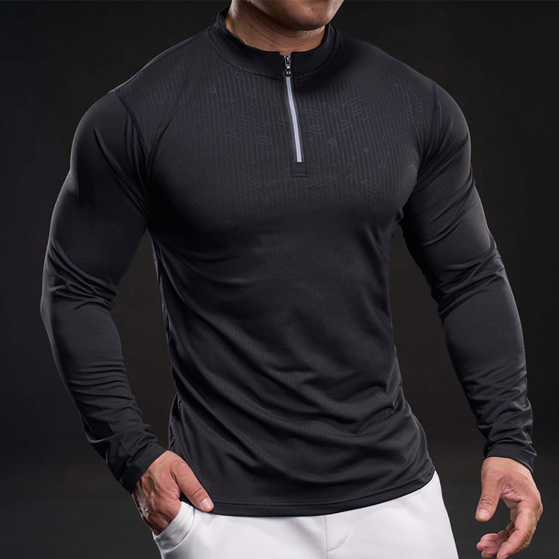 Herren Funktionsshirt Langarm Sportlich Stehkragen - BerlinGlamour