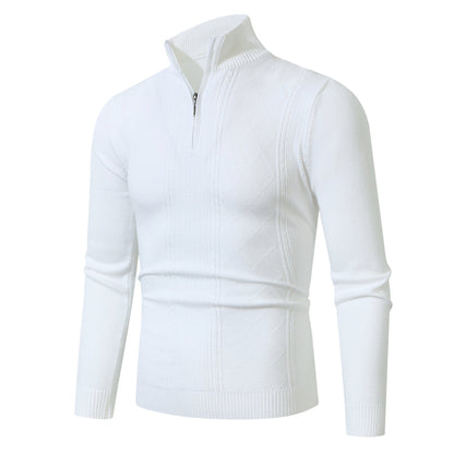 Herren Strickpullover Modern mit Zopfmuster Reißverschluss