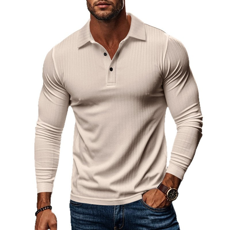 Herren Polohemd Langarm Strukturstoff Modern