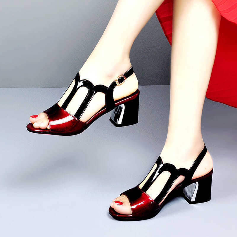 Damen Sandaletten Elegante Blockabsatz Riemchen Design - BerlinGlamour