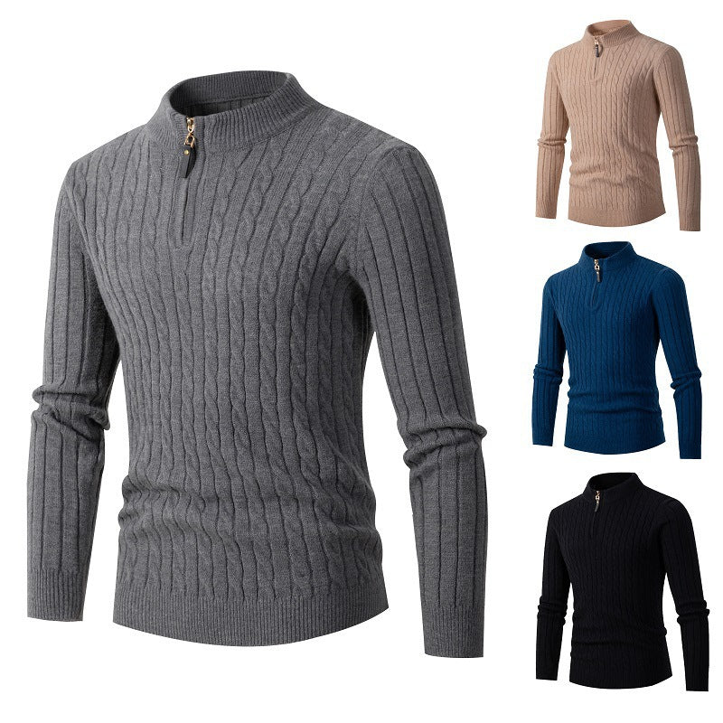 Herren Rollkragenpullover Strukturiert Zopfmuster Elegante Mode - BerlinGlamour