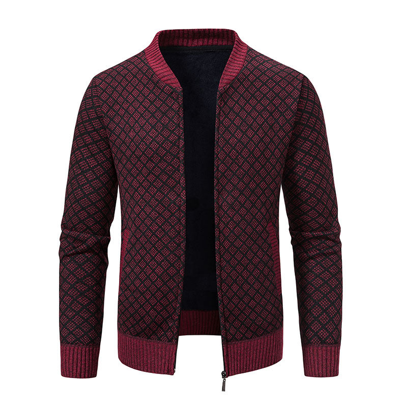 Herren Strickjacke Modern Zopfmuster Reißverschluss