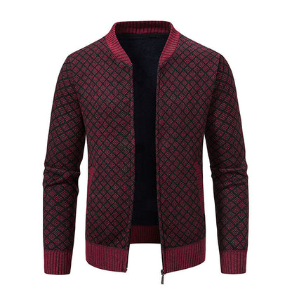 Herren Strickjacke Modern Zopfmuster Reißverschluss