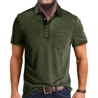 Herren Polo-Shirt Modern Kragen Brusttasche Slim Fit