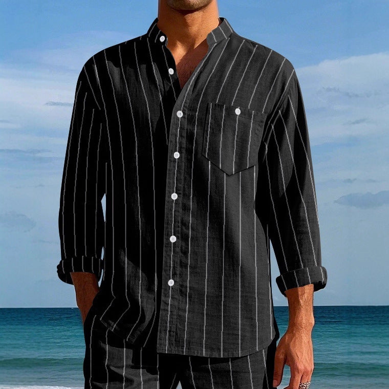 Herren Hemd Streifenmuster Modern Slim Fit