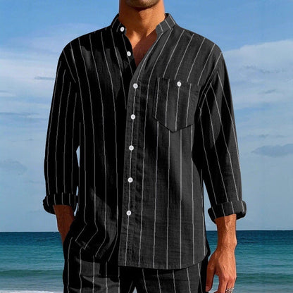 Herren Hemd Streifenmuster Modern Slim Fit
