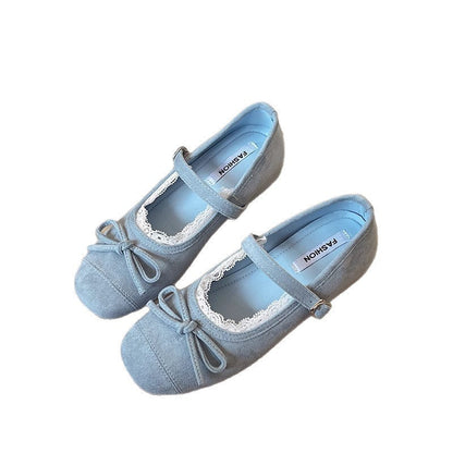 Damen Ballerinas mit Riemen und Spitze Elegant