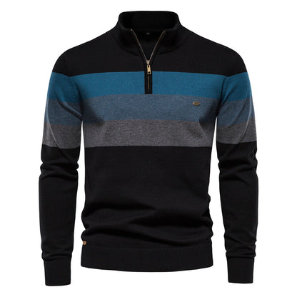 Herren Sweatpullover Modern Kurzreißverschluss Farbblockstreifen Sportlich
