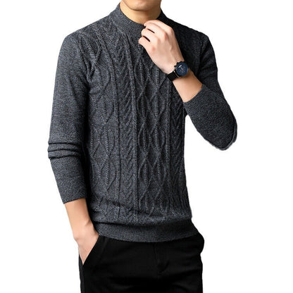 Herren Strickpullover mit Zopfmuster Grau Elegant