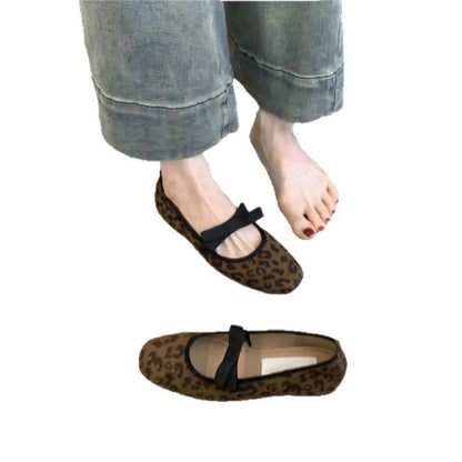 Damen Ballerinas Weich Wildleder Schleifen Design