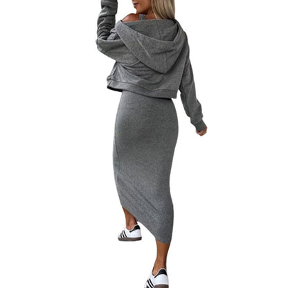Damen Set Pullover Midi Rock Casual Modern