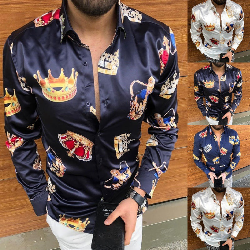 Herren Seidenhemd Mit Königlichem Muster Elegant Berlin - BerlinGlamour