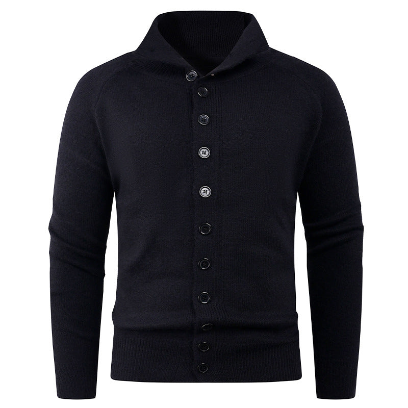 Herren Strickpullover Hochkragen Knopfverschluss Modern
