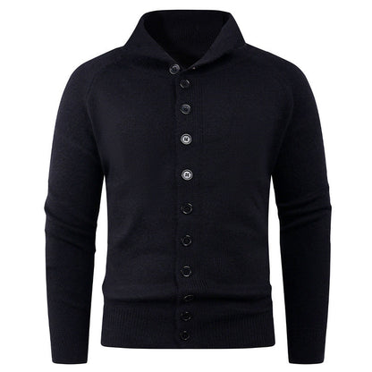 Herren Strickpullover Hochkragen Knopfverschluss Modern