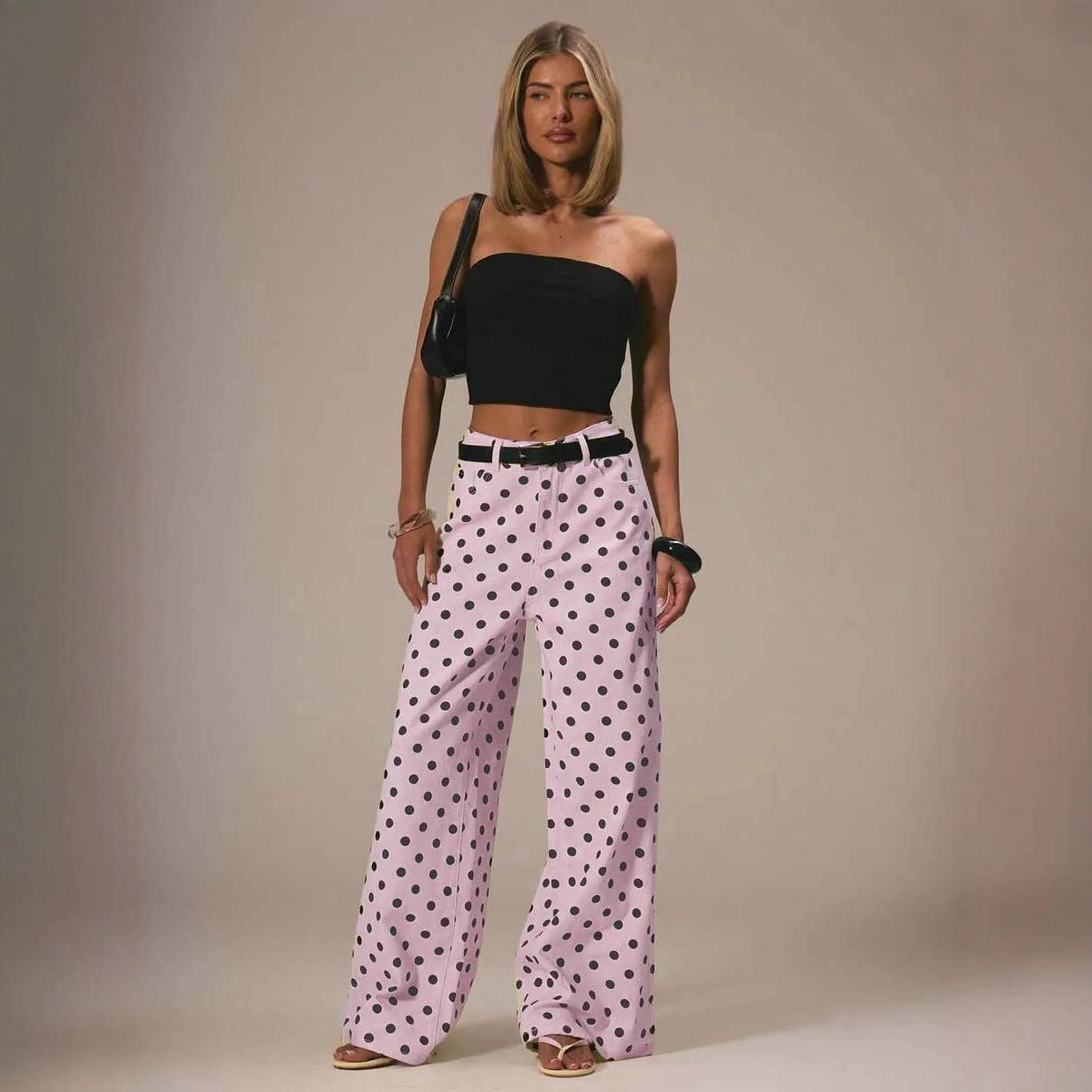 Damen Hose Polka Dot Muster Weite Bein - BerlinGlamour