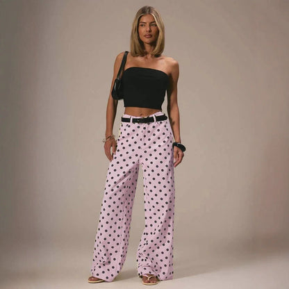 Damen Hose Polka Dot Muster Weite Bein - BerlinGlamour