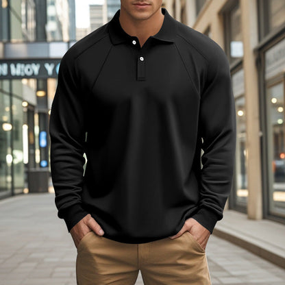 Herren Sportpoloshirt Langarm Modern Strukturdesign Bequem