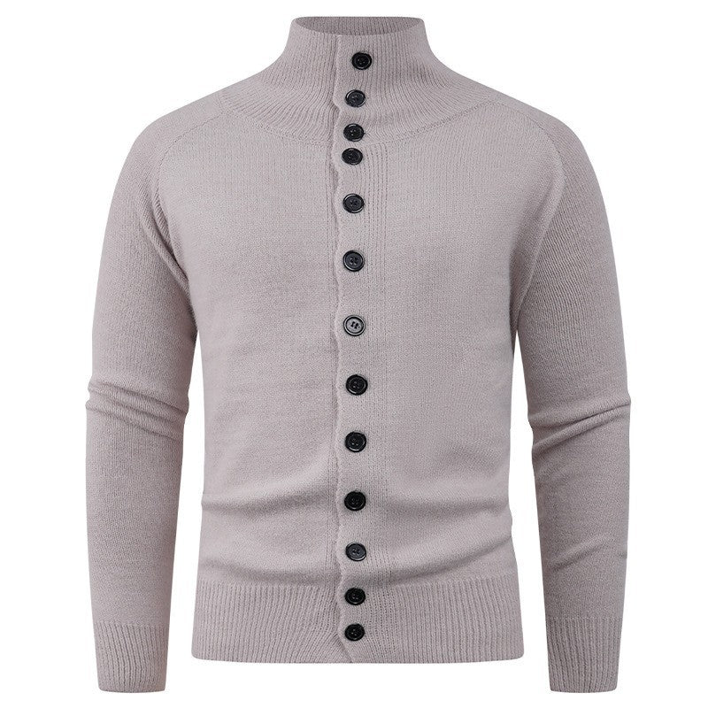 Herren Strickjacke Stehkragen Knopfverschluss Modern - BerlinGlamour