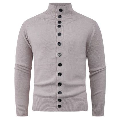 Herren Strickjacke Stehkragen Knopfverschluss Modern - BerlinGlamour
