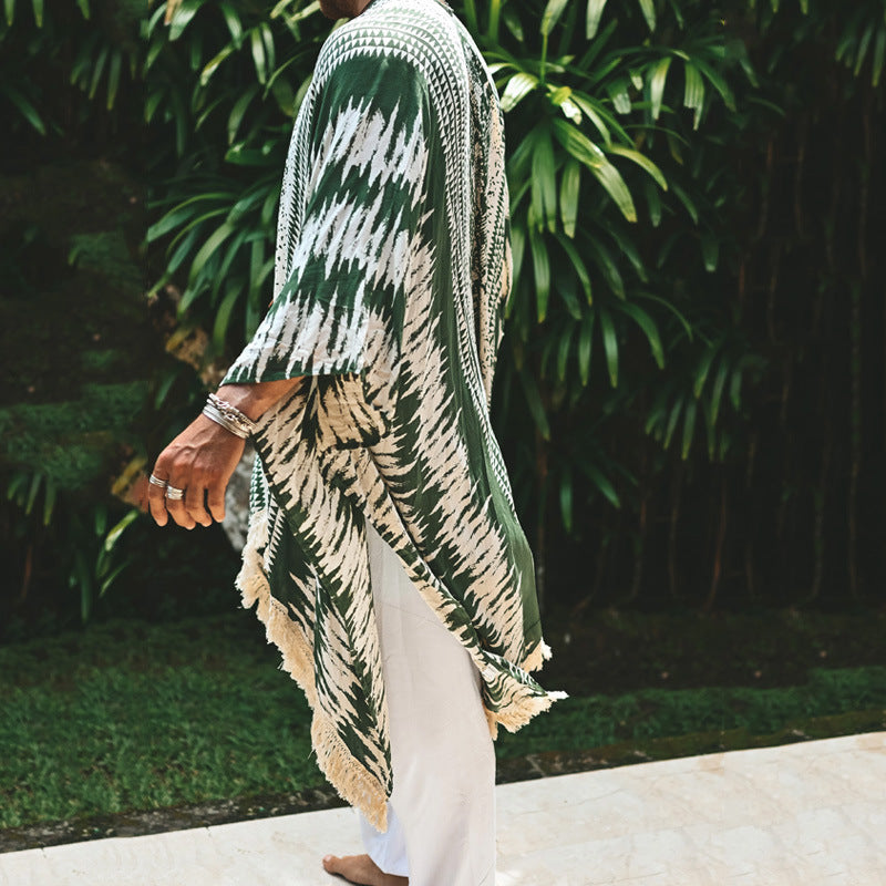Herren Kaftan Modern mit Fransen und Muster
