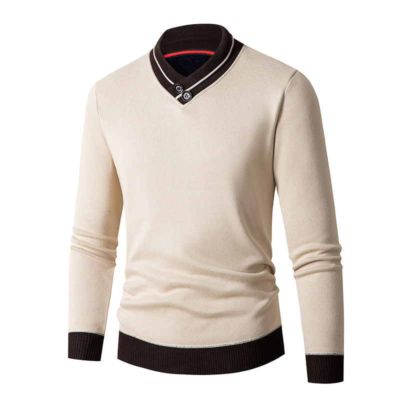 Herren Pullover V-Ausschnitt Modern mit Stylem Kragen