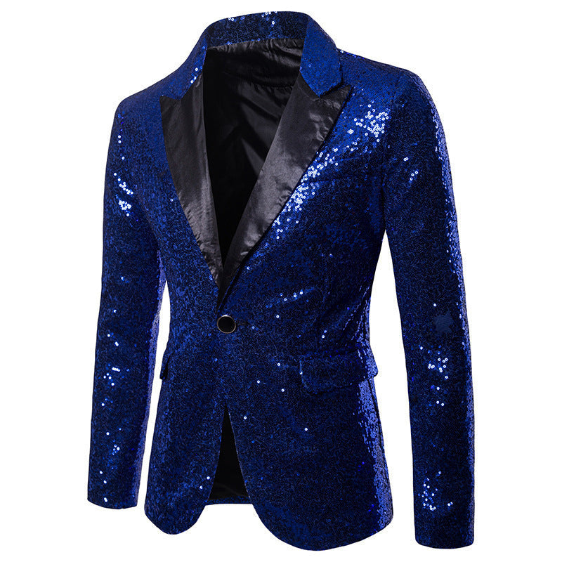 Herren Blazer Pailletten Glitzerjacke Elegant