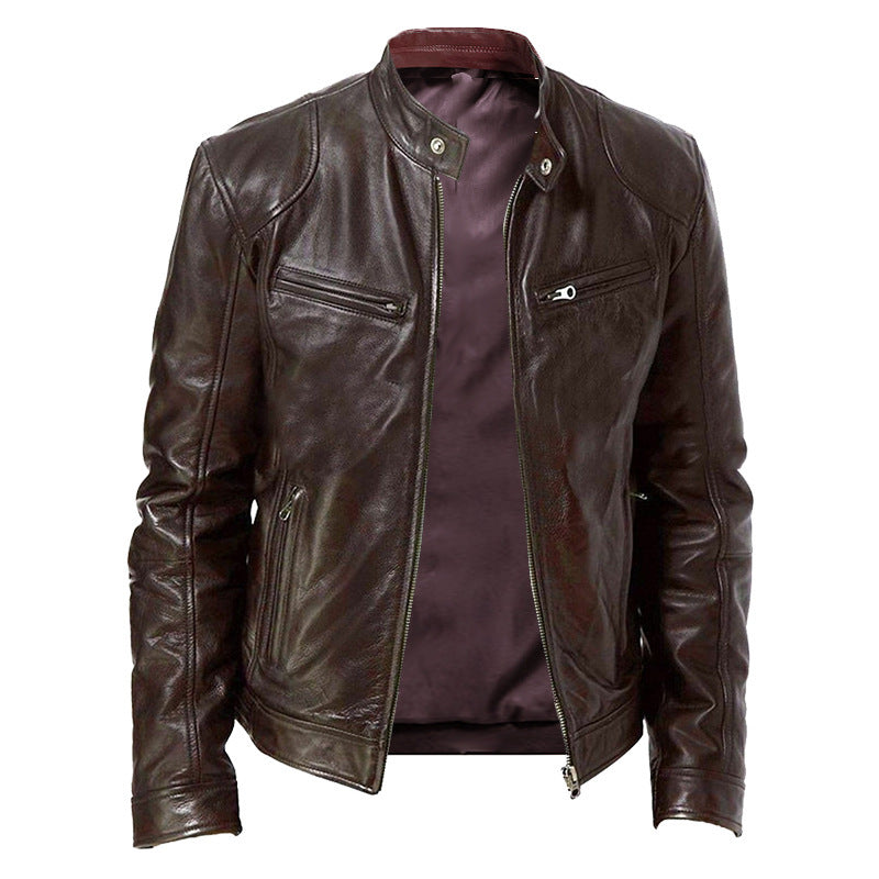Lederjacke Herren Modern Biker Style Schwarz