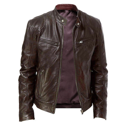 Lederjacke Herren Modern Biker Style Schwarz